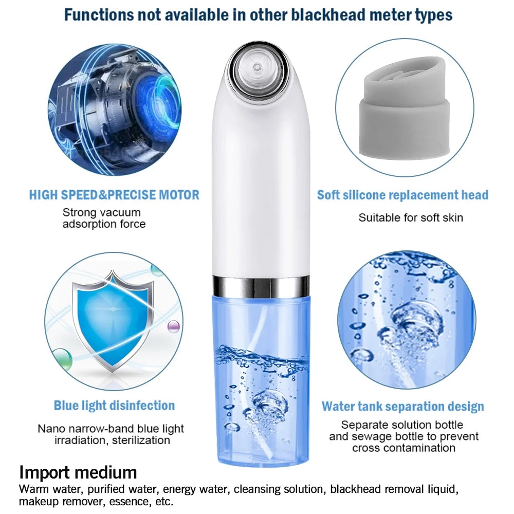 Blackhead Remover Vacuum, Electric Facial Pore Cleaner Blackhead Suction Acne Pimple Extractor Pore Tool with LED Screen & USB Rechargeable