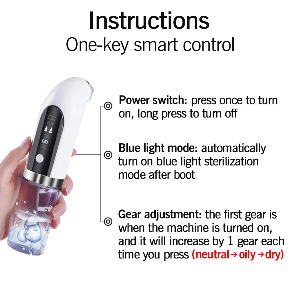 Blackhead Remover Vacuum,  Electric Facial Pore Cleaner Blackhead Suction Acne Pimple Extractor Pore Tool with LED Screen & USB Rechargeable